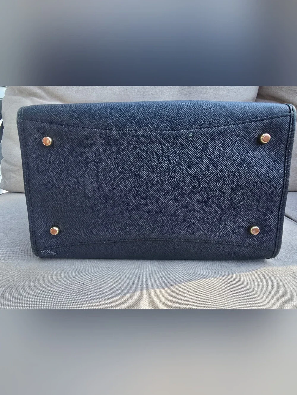 ⭐️Sold⭐🚨Coach Navy Blue Crossgrain Leather Minetta Tote Bag w/ Strap & Scarf 🚨